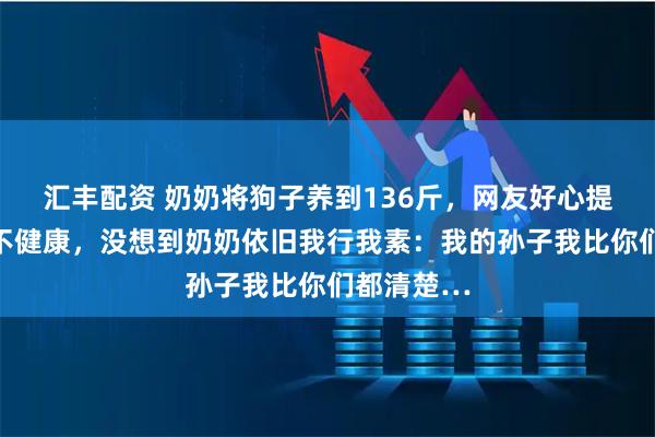 汇丰配资 奶奶将狗子养到136斤，网友好心提醒可能会不健康，没想到奶奶依旧我行我素：我的孙子我比你们都清楚…